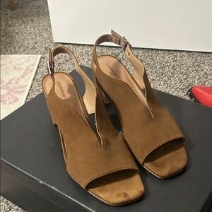 Bernardo Women's Tan Suede Slingback Heels